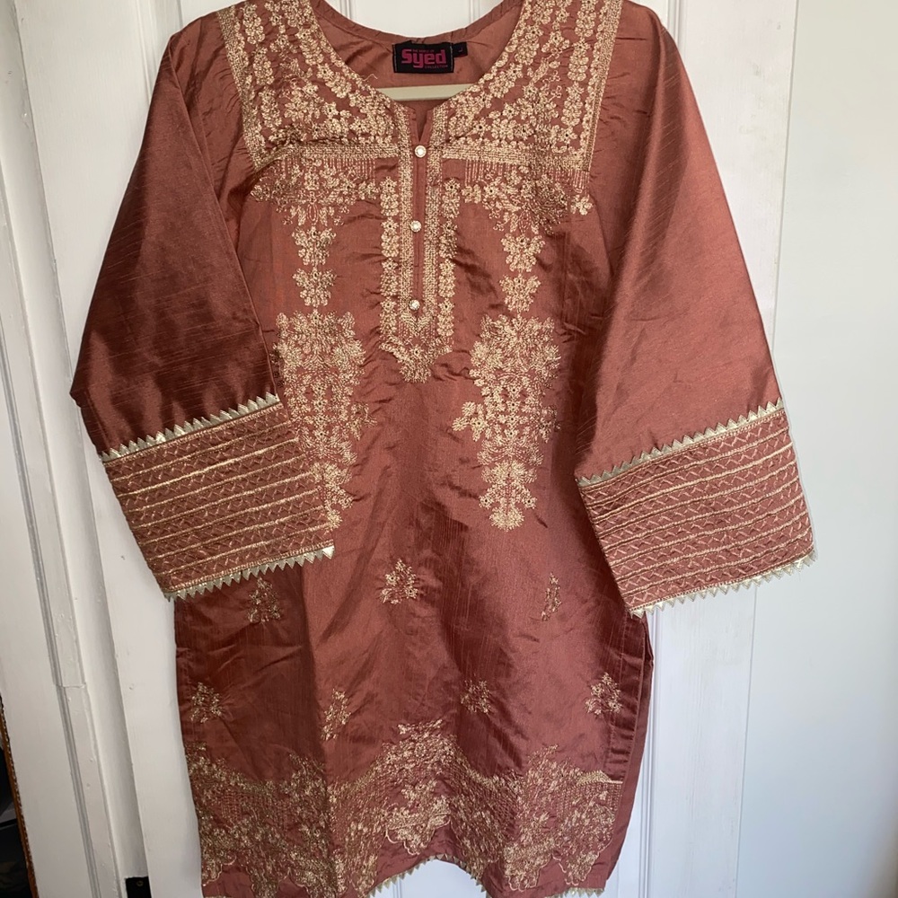 Dark Salmon Pink Indian Pakistani Kurta Top